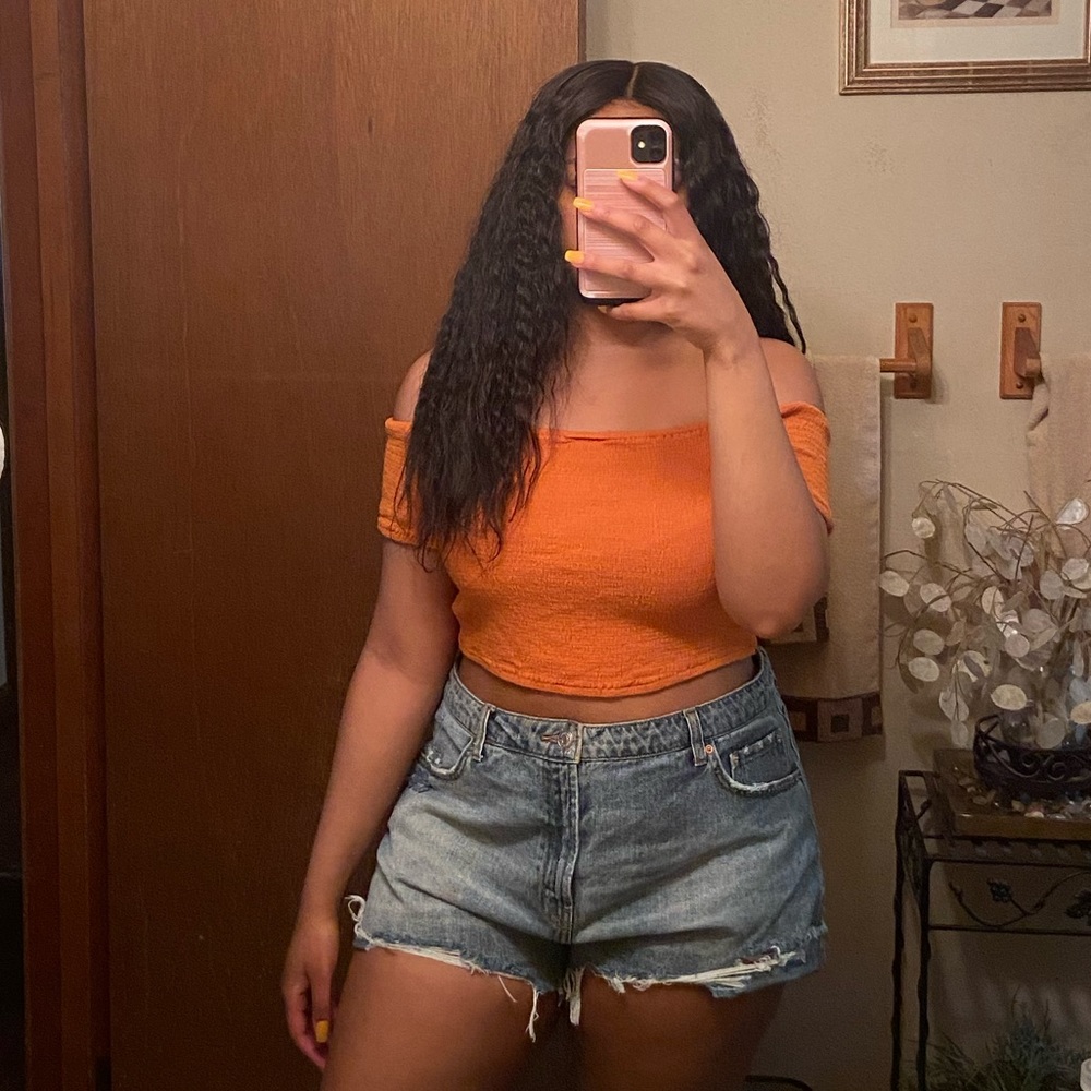 Orange Off the Shoulder Summer Top✨